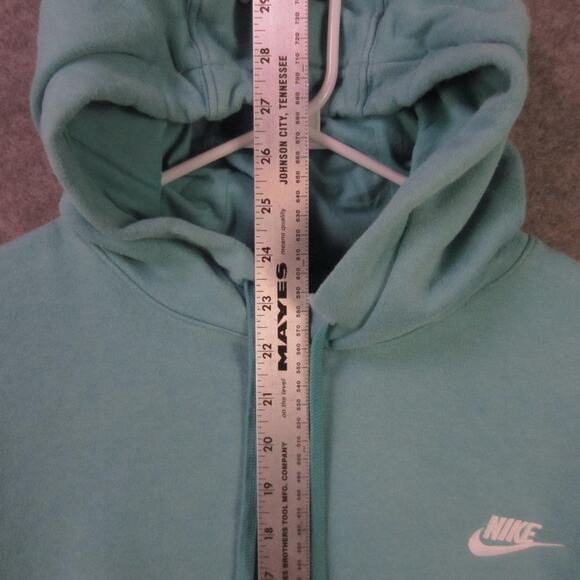Nike Pullover Hoodie Mens Large Teal Green Embroidered Swoosh Kangaroo Pocket - Picture 4 of 8